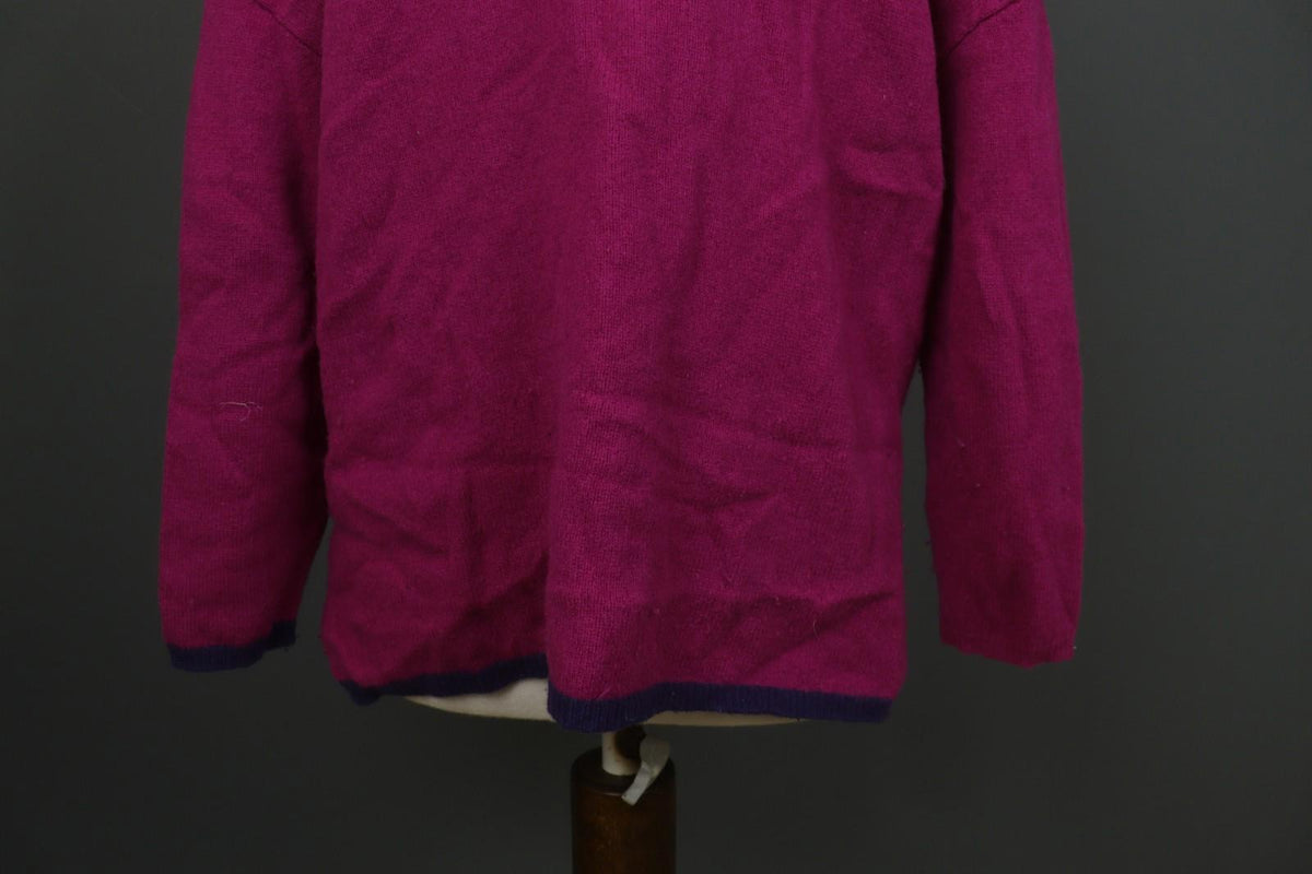 GUDRUN SJODEN Pink Linen Knitted Long Sleeve Round Neck Pullover Sweater – Size XL