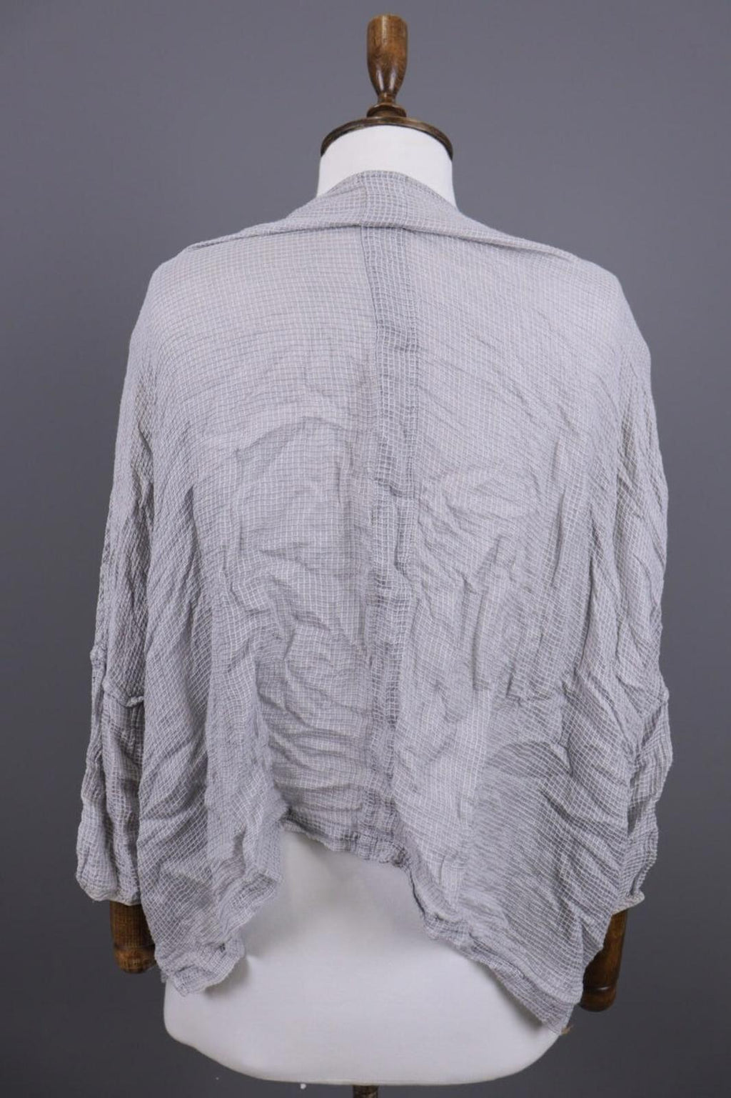 GRIZAS Gray Check Silk Lagenlook Long Sleeve Top Blouse Shirt – Size M