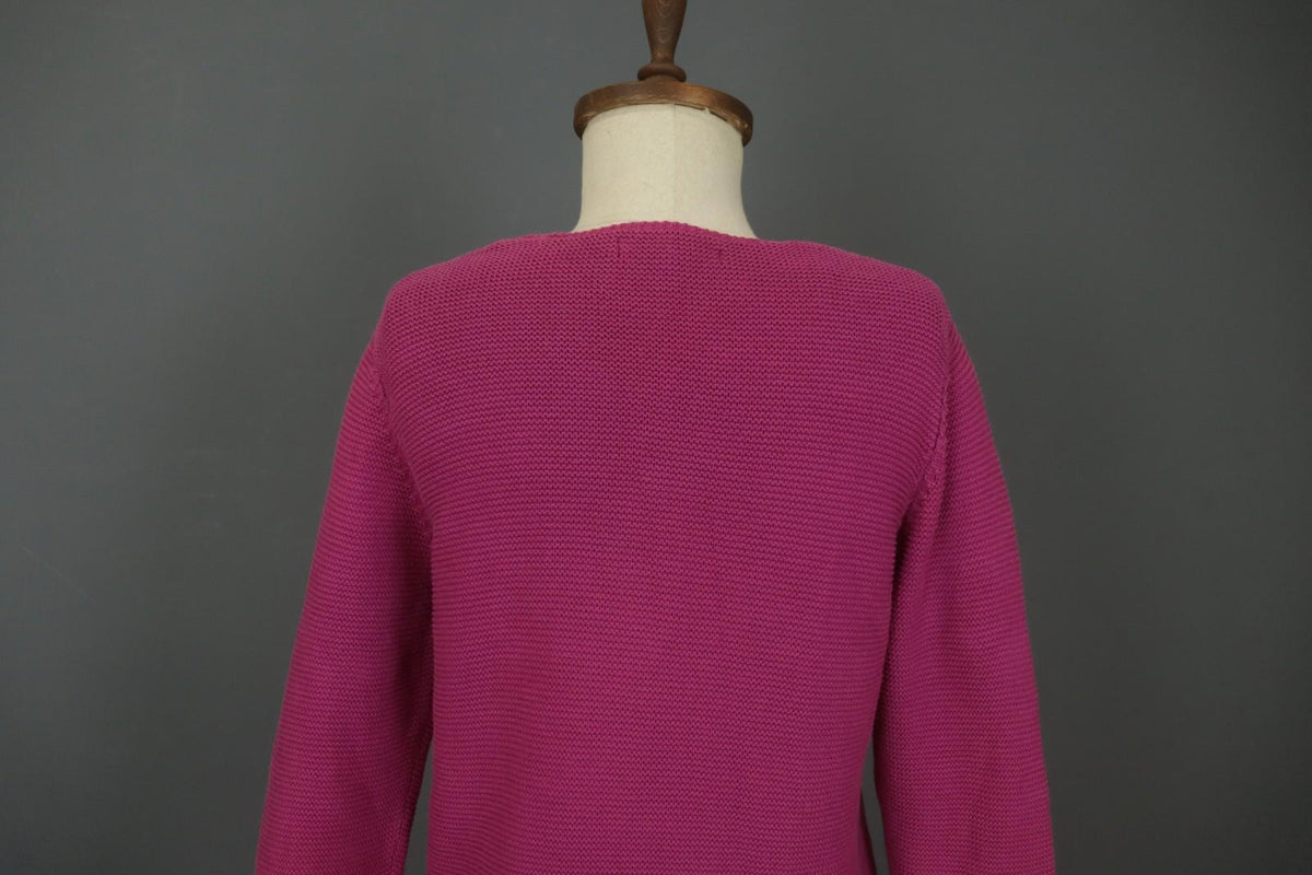 GUDRUN SJODEN Pink Cotton Knitted Round Neck Long Sleeve Cardigan Sweater – Size M
