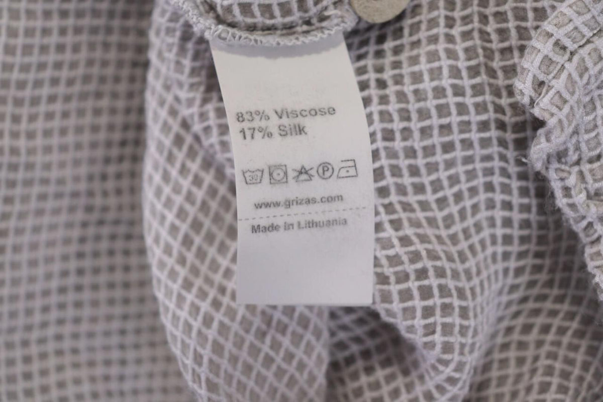 GRIZAS Gray Open Knit Silk Button Down 3/4 Sleeve Blouse Shirt Tunic – Size M