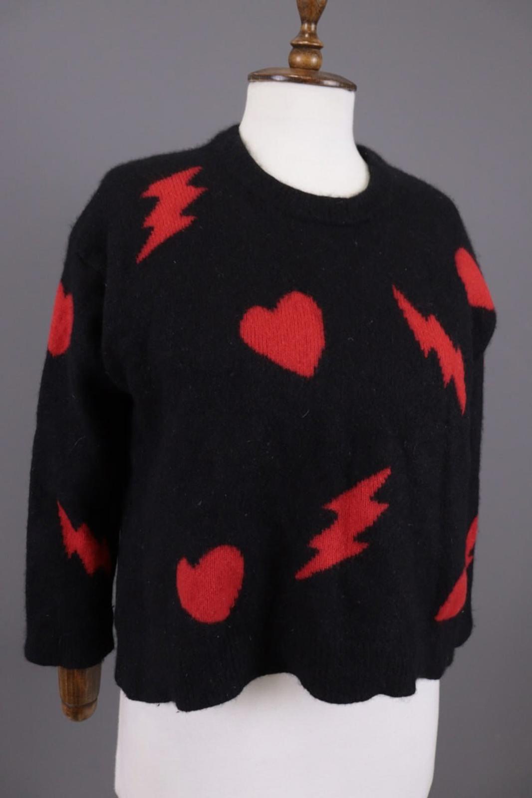 ZADIG & VOLTAIRE MARCUS BIS Black Printed Cashmere Knit Sweater – Size M