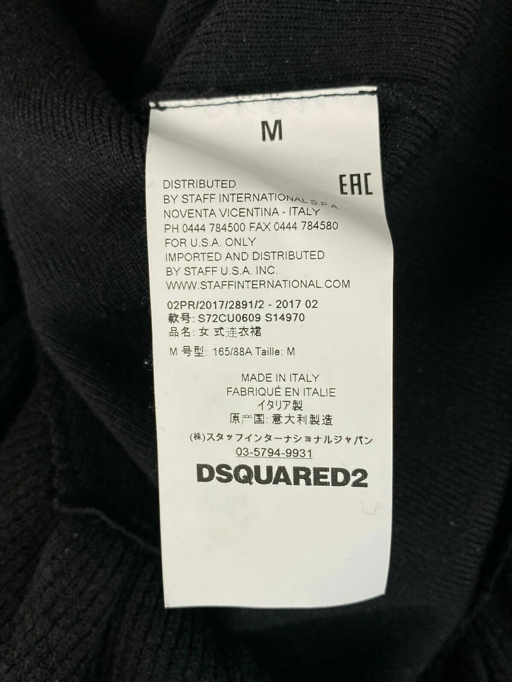 Dsquared2 Black Designer Lana Wool Long Sleeve Stretch Maxi Dress – Size M