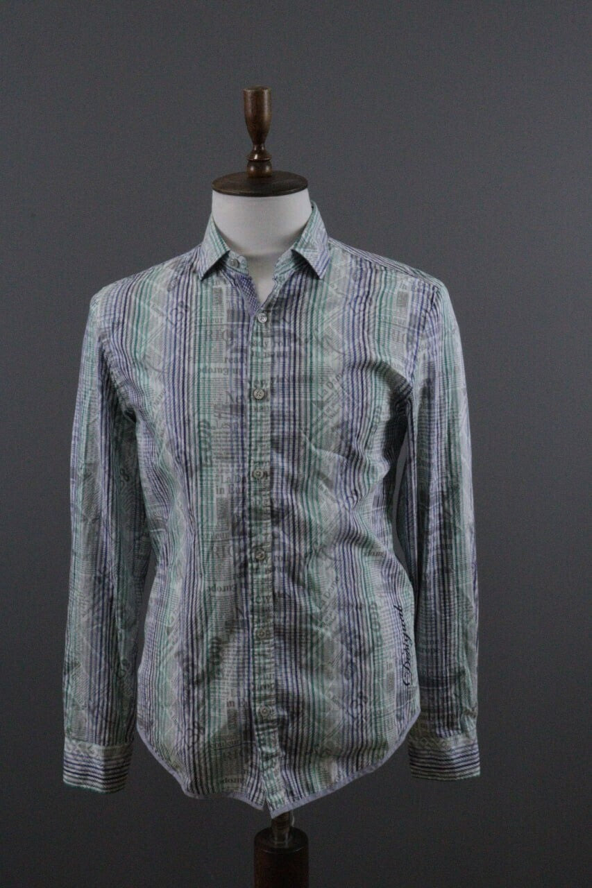 Desigual Barcelona Multicolor Striped Long Sleeve Button Down Shirt – Size L