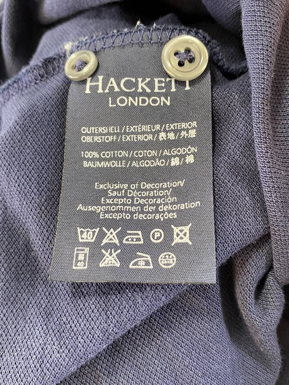 Hackett London Blue #1 Elbow Patches Long Sleeve Rugby Polo Shirt – Size XS – Used