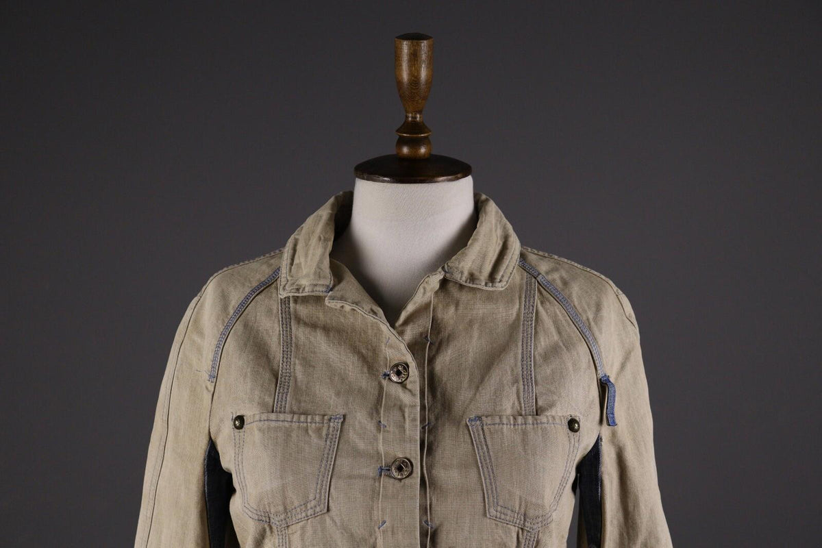MARITHE FRANCOIS GIRBAUD Beige Denim Button Down Jacket – Size USA 27