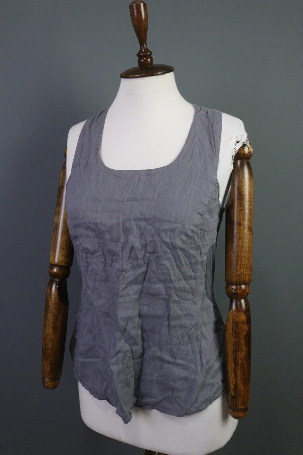 MARITH FRANCOIS GIRBAULD Gray Linen Rayon Tank Top Blouse Cropped Shirt – Size 29