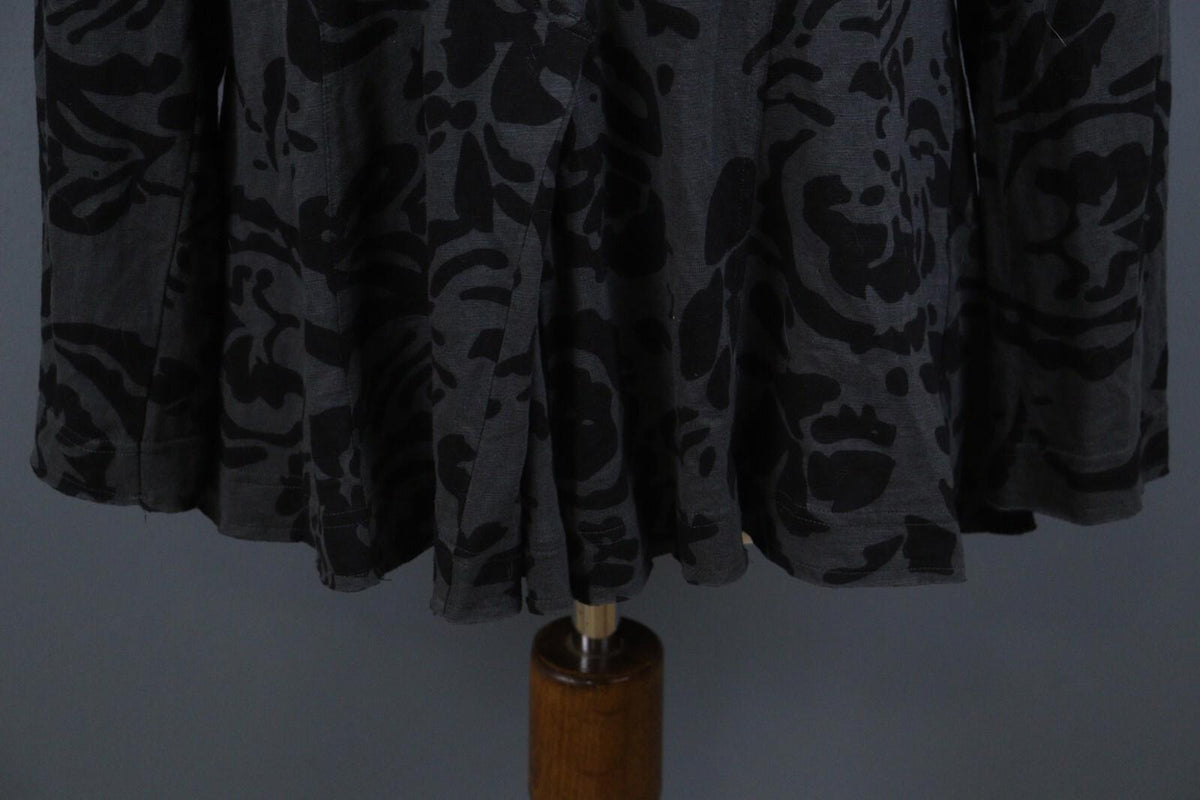 TOAST Black Gray Geometric Pattern Wool Tweed Button Front Blazer Jacket Sz M/L