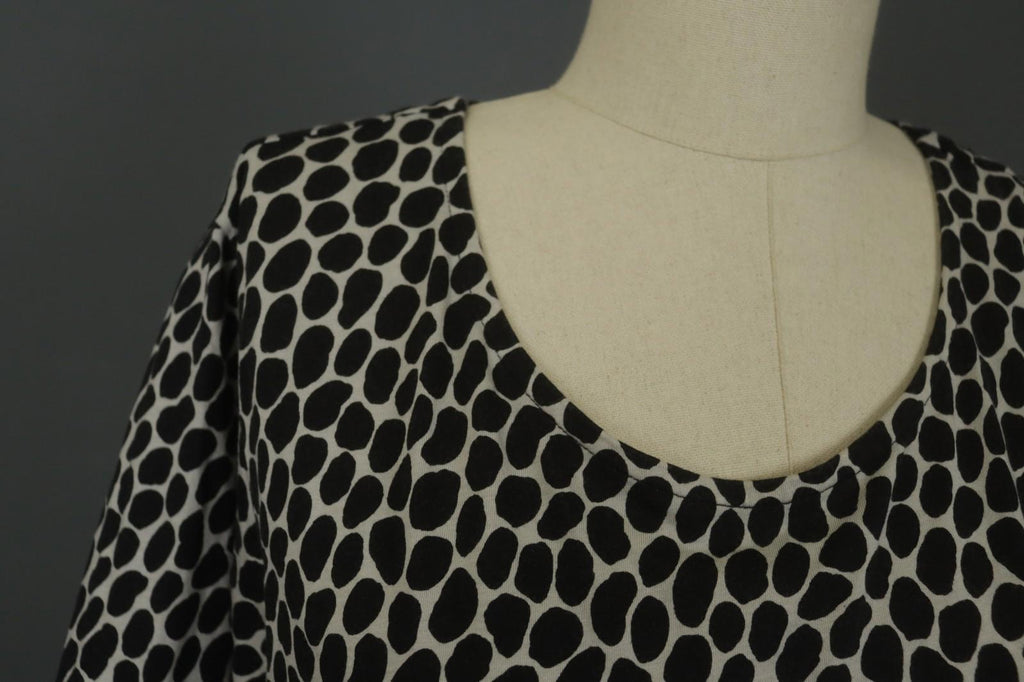 GUDRUN SJODEN Black & White Cotton Long Sleeve Round Neck Blouse Top – Size XL