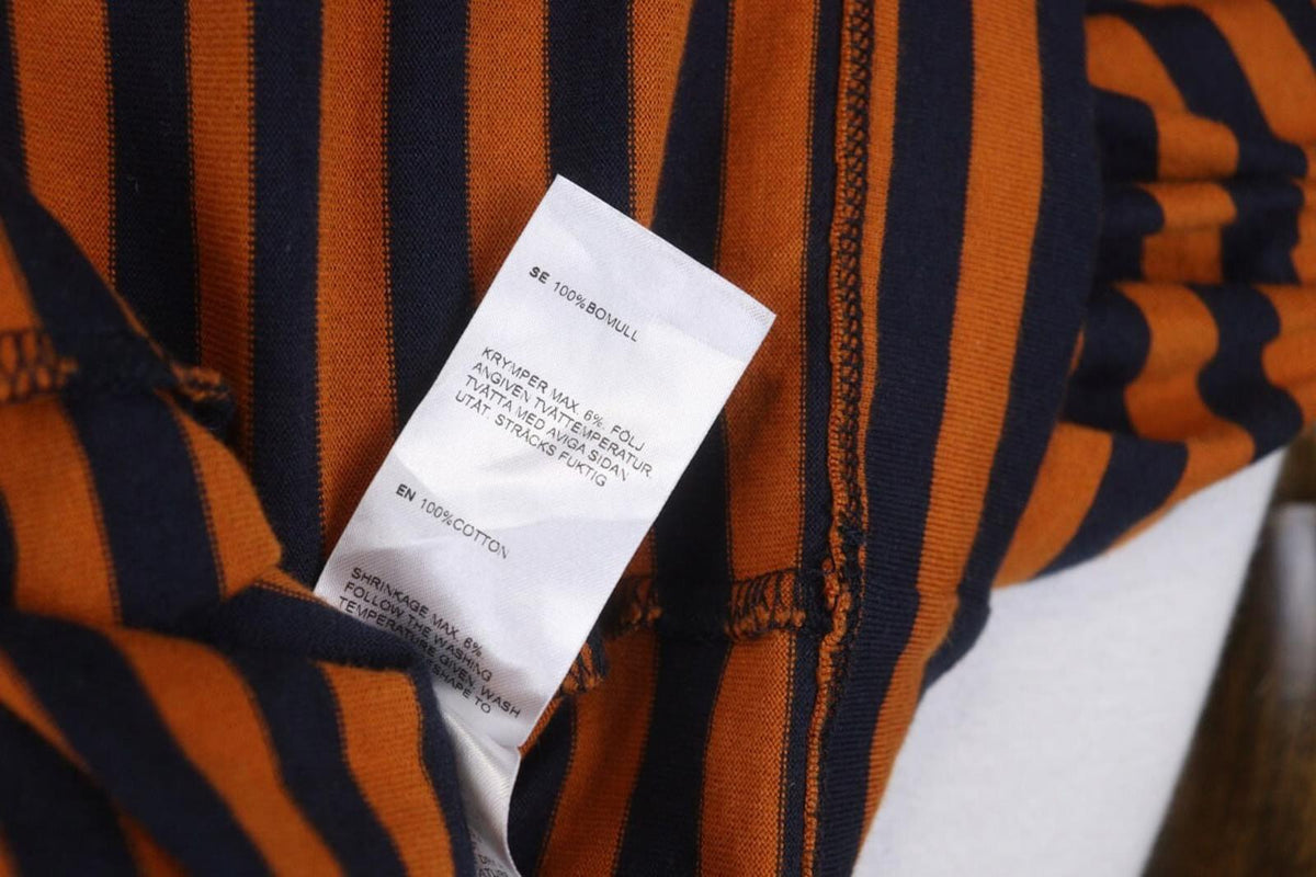 MARIMEKKO TASHIA Orange Black Striped Cotton Long Sleeve Shift Dress – Size XL