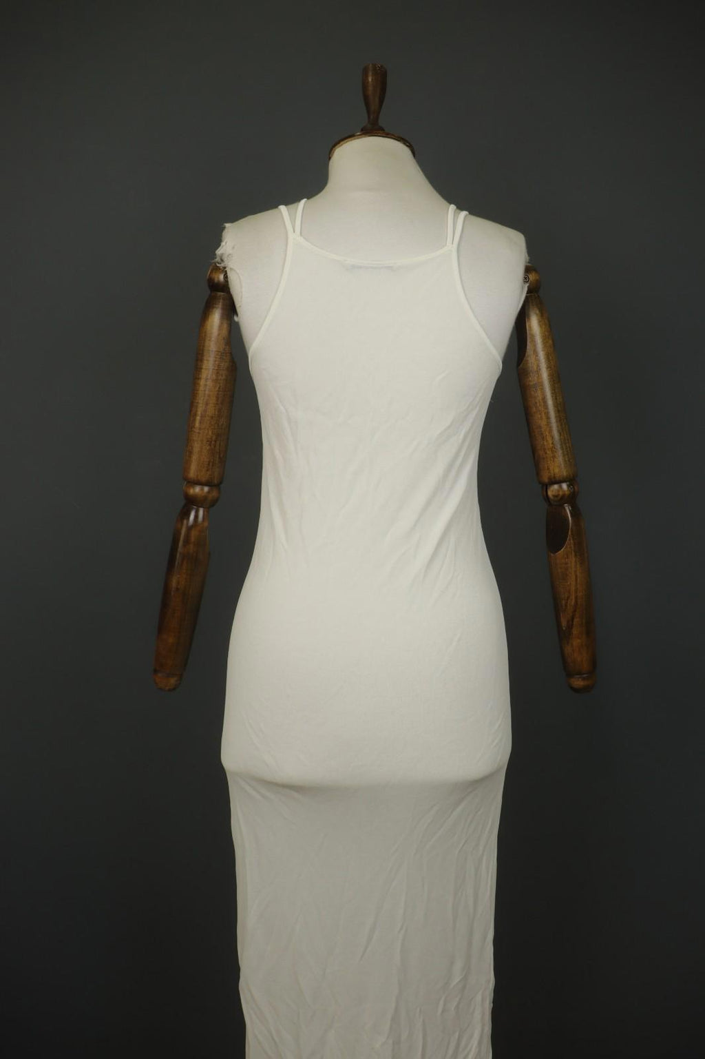 SARAH PACINI White Viscose Stretch Round Neck Spaghetti Strap Maxi Dress – Size 2