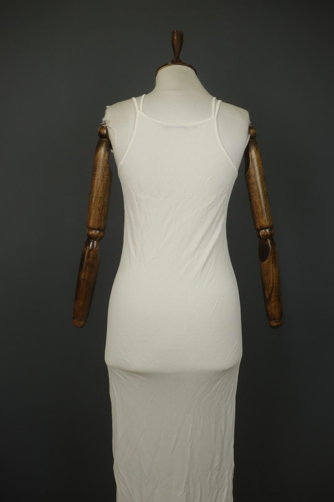 SARAH PACINI White Viscose Stretch Round Neck Spaghetti Strap Maxi Dress – Size 2