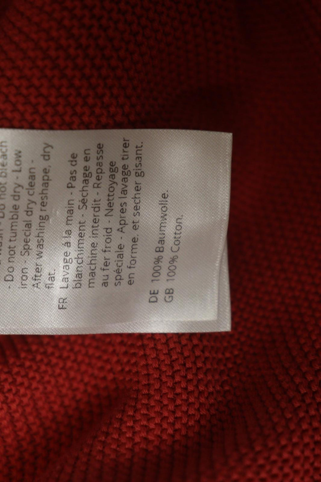 OSKA Red Knit Asymmetrical Cotton Short Sleeve Round Neck Pullover Sweater Sz 4