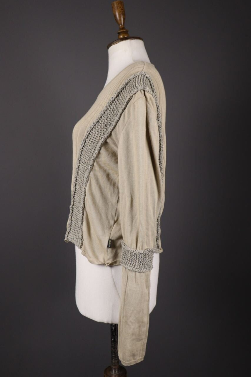 Just Cavalli Ivory Lagenlook Embroidered Knit Long Sleeve Sweater – Size 50