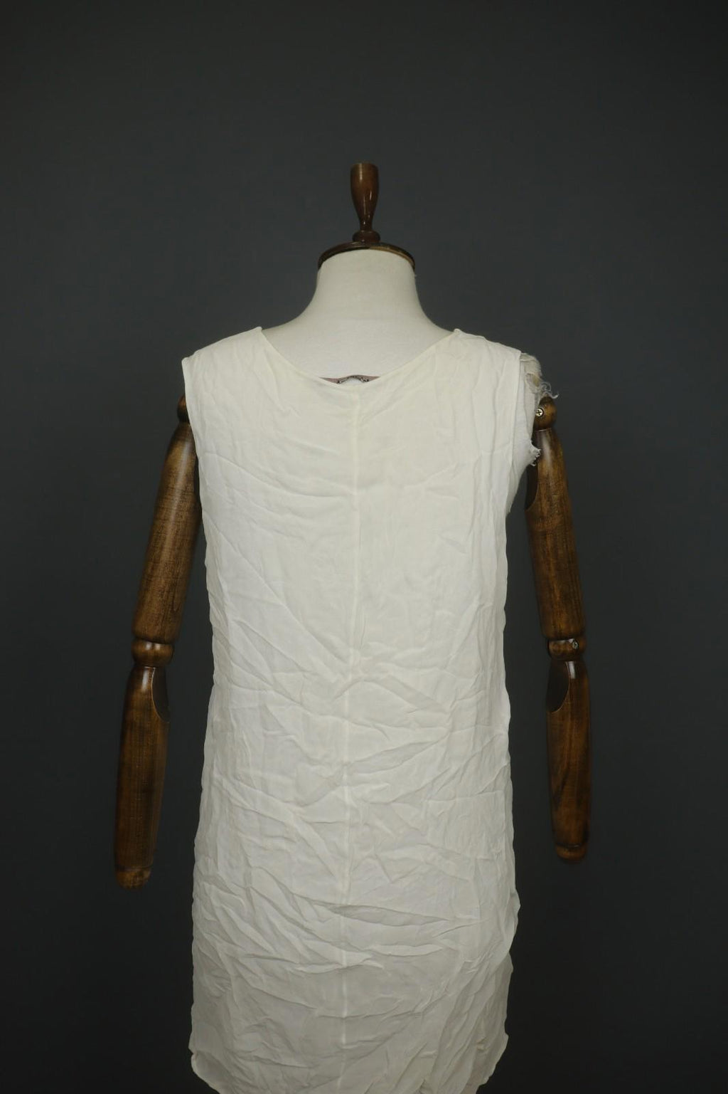 TRANSIT PAR-SUCH White 100% Viscose Sleeveless V-Neck Wide Strap Tank Dress Sz 4