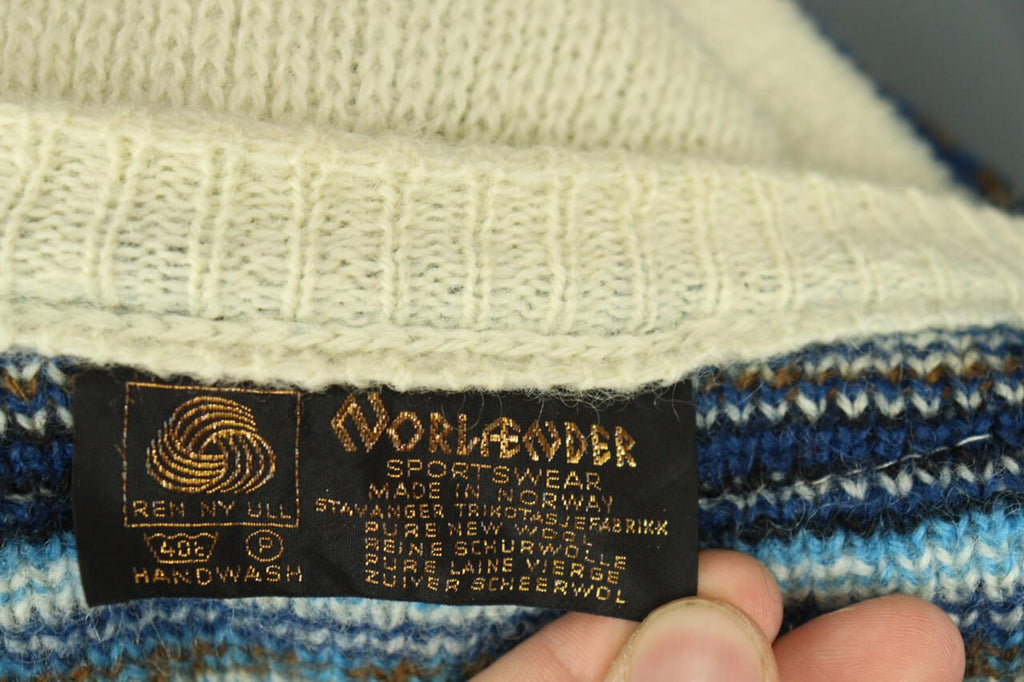 NORLAENDER Sportswear Beige Fair Isle Wool Knit Clasp Ski Cardigan Sweater 50 [COPY]