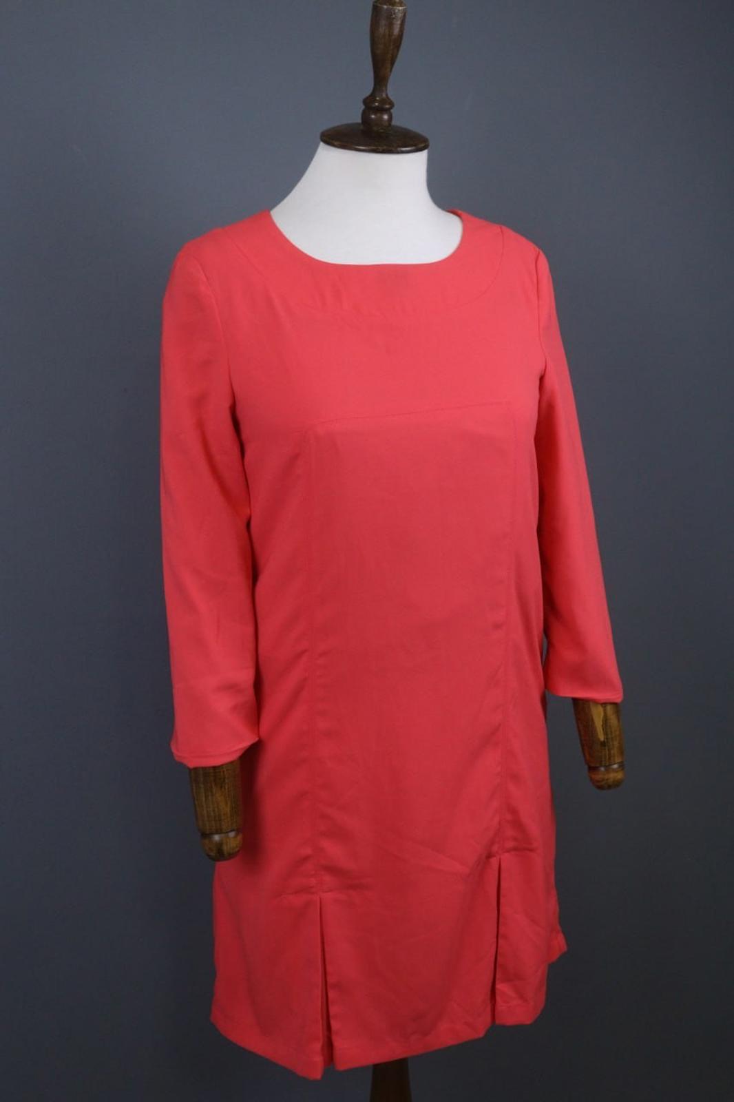 MARNI Pink Linen Blend Casual Long Sleeve Round Neck Back Zip Shift Dress Sz 36