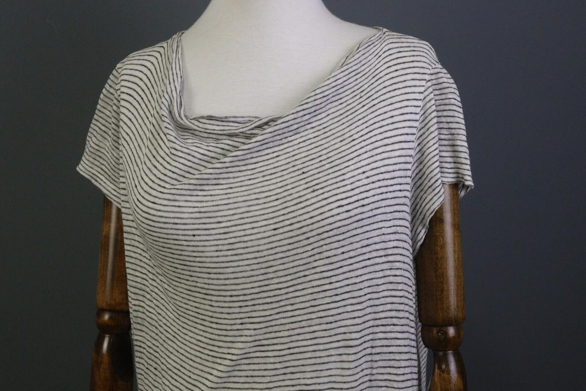 TRANSIT PAR SUCH Black and White Linen Short Sleeve Pocket Top Blouse – Size 4 – Used