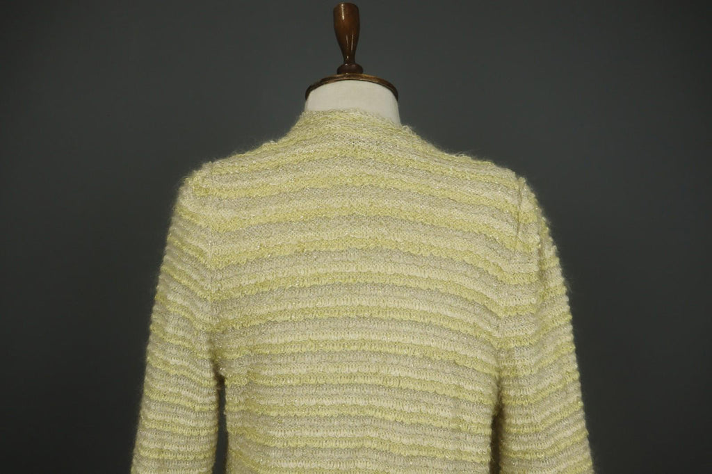ESCADA Beige Knitted Casual Raglan Sleeve Metallic Open Front Cardigan – Size 38