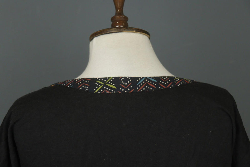 GUDRUN SJODEN Black Lyocell Patch Pocket Round Neck Pullover Shift Dress – Size M