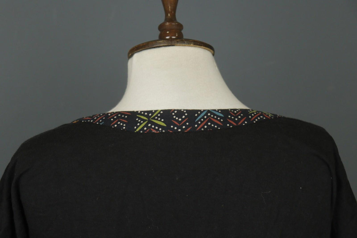 GUDRUN SJODEN Black Lyocell Patch Pocket Round Neck Pullover Shift Dress – Size M