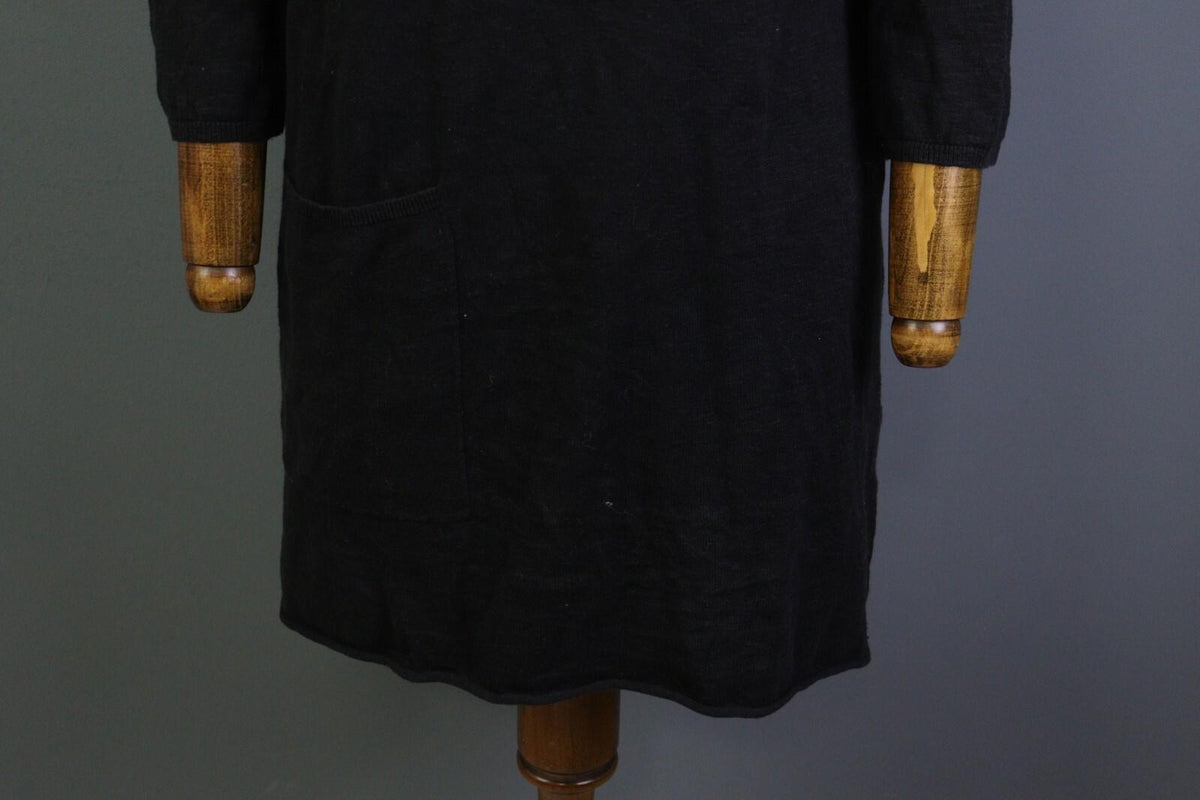 GUDRUN SJODEN Black A-Line Linen 3/4 Sleeve Short Knee Length Dress – Size M
