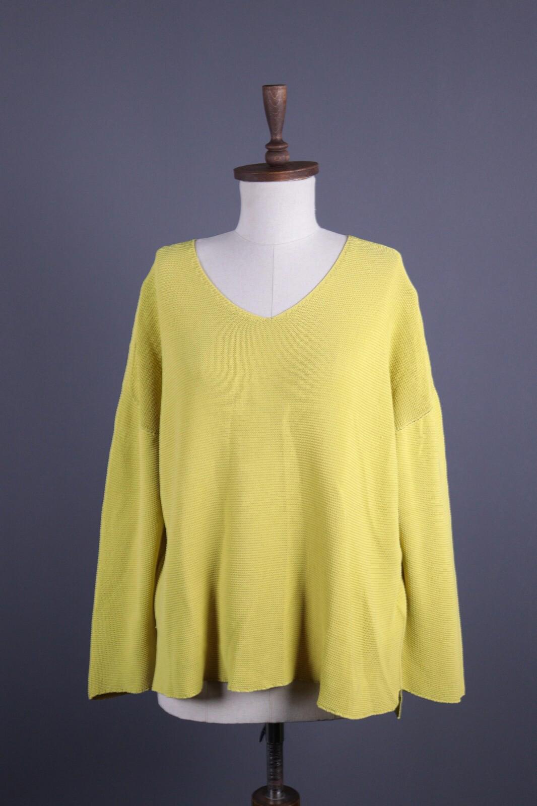 Used OSKA Yellow V-Neck Lagenlook Long Sleeve Tunic Top – Size 4