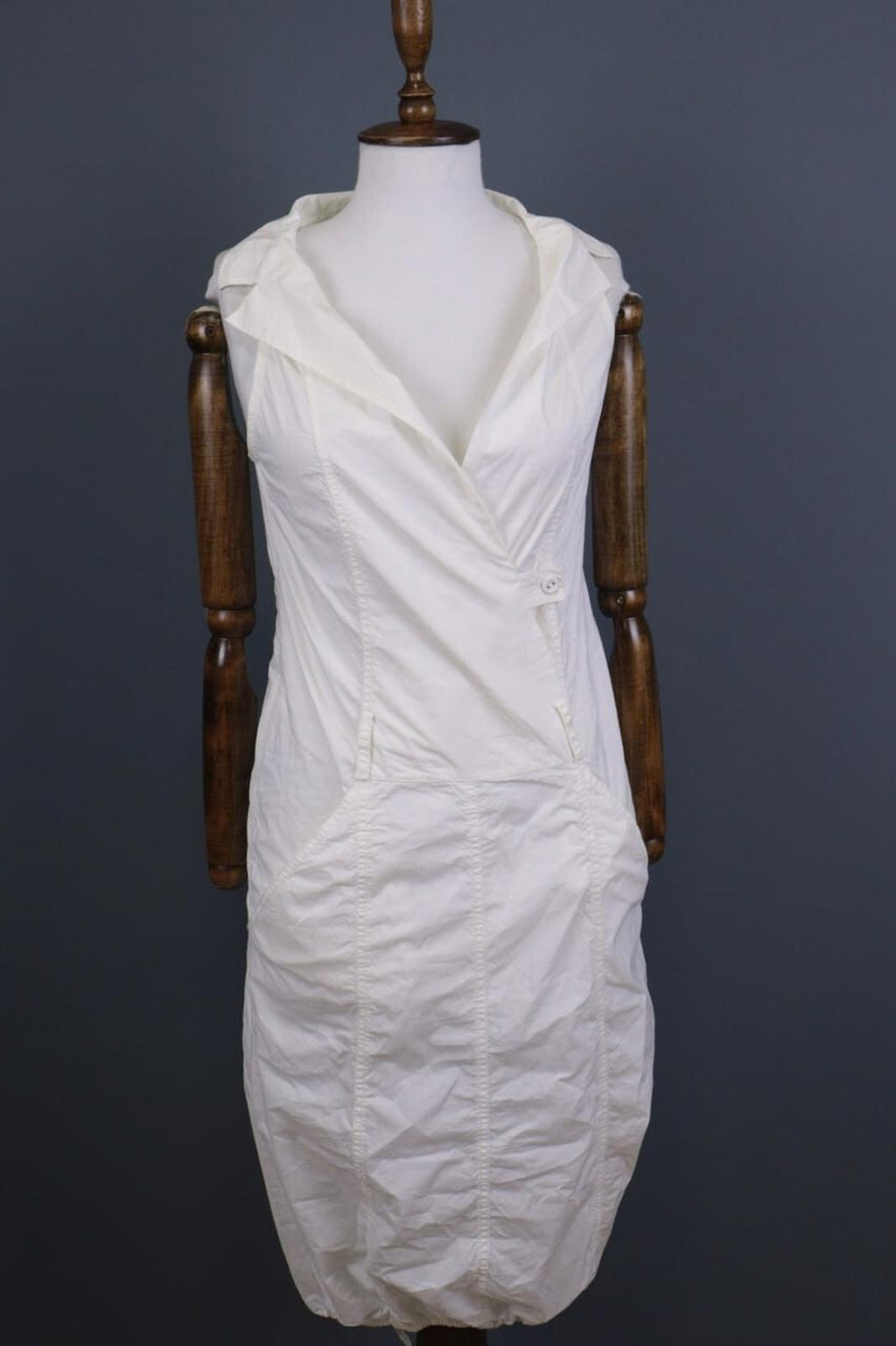 ANNETTE GORTZ Summer White Sleeveless Bodycon Wrape Midi Dress – Size 34