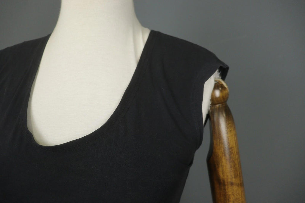 GUDRUN SJODEN Black Organic Cotton Scoop Neck Sleeveless Bodycon Dress – Size S