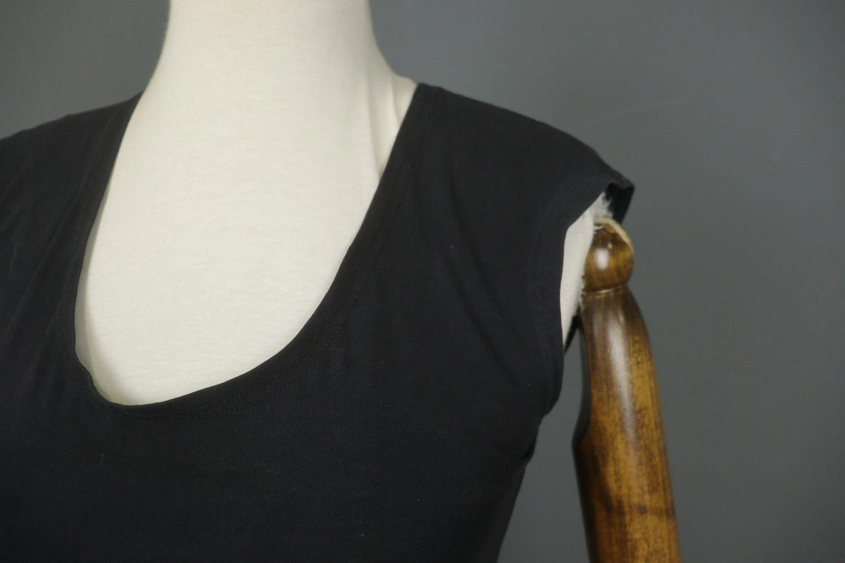 GUDRUN SJODEN Black Organic Cotton Scoop Neck Sleeveless Bodycon Dress – Size S