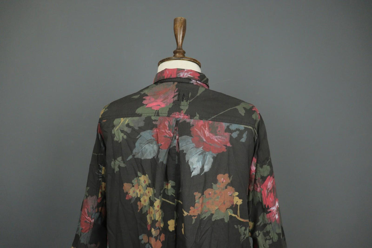 HANNES ROETHER Multi Floral Cotton Long Sleeve Button Front Shirt Dress – Size S
