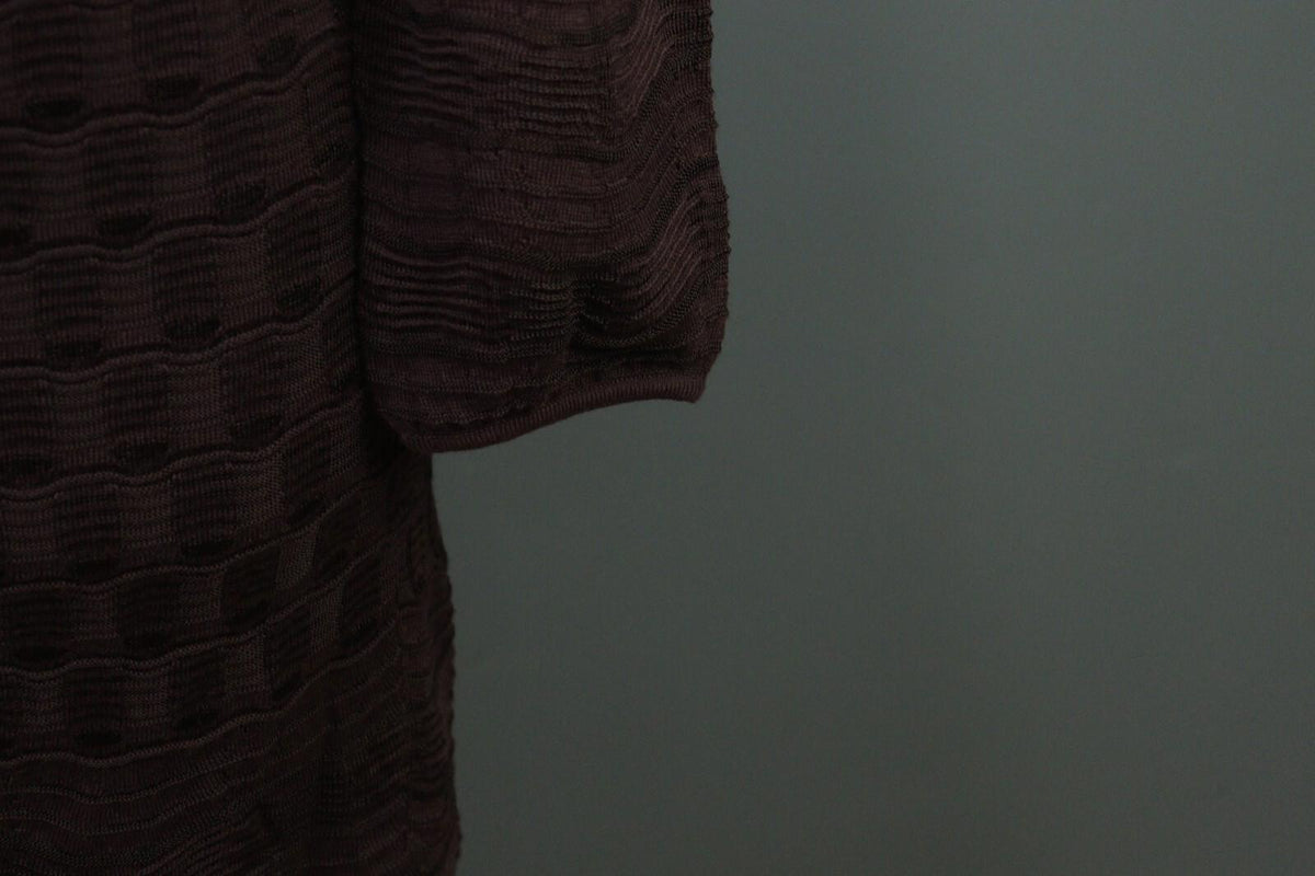 MISSONI Brown Wool Knit A-Line Stretch Sweater Knee Length Dress