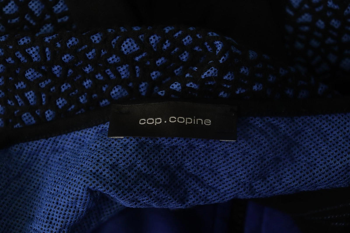COP COPINE Blue & Black Round Neck Short Sleeve Zip-Up A-Line Dress – Size 40