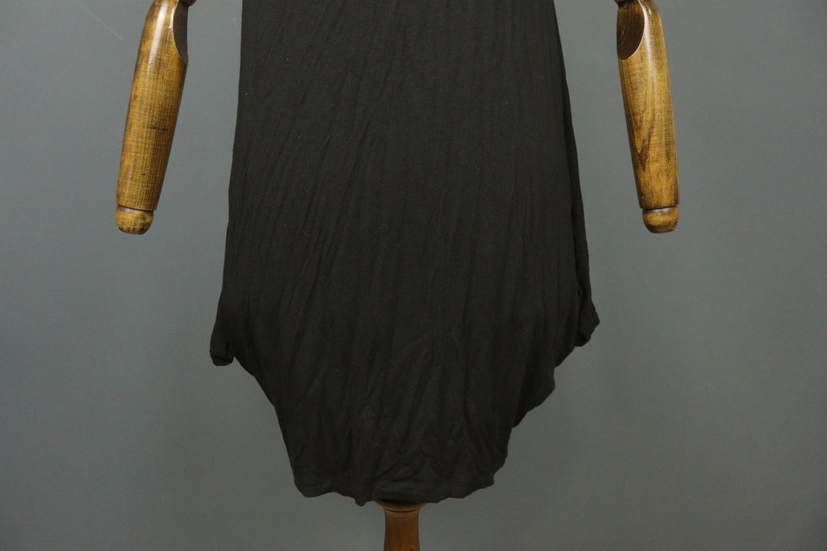 MARIMEKKO Black Viscose Pleated Lagenlook Sleeveless V-Neck Tank Dress – Size S