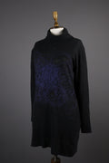 SARAH PACINI Black Wool Abstract Oversize High Neck Sweater Midi Dress – Size L