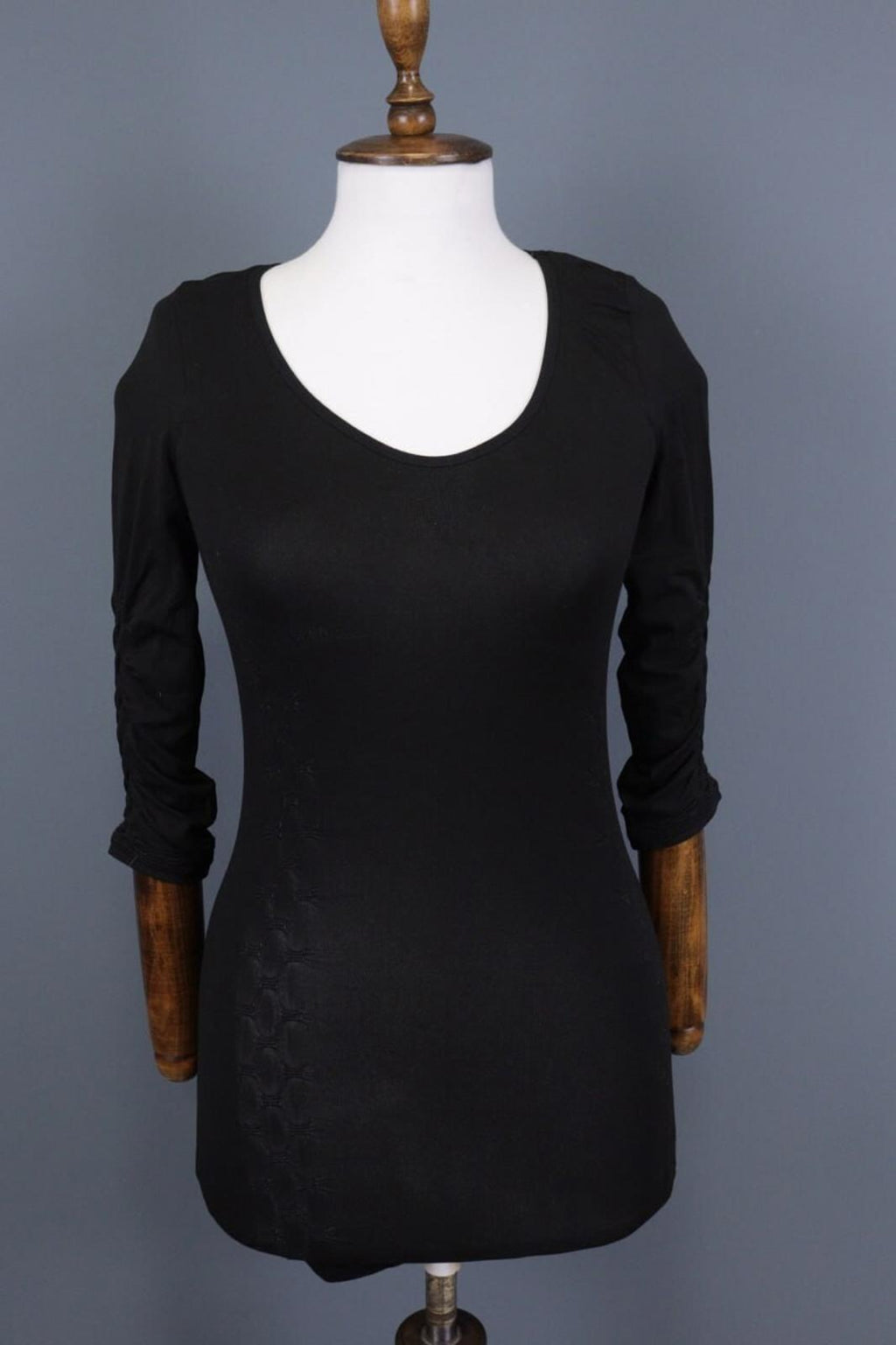 HIGH USE by CLAIRE CAMPBELL Black Bodycon 3/4 Sleeve Tunic Top – Size XS S
