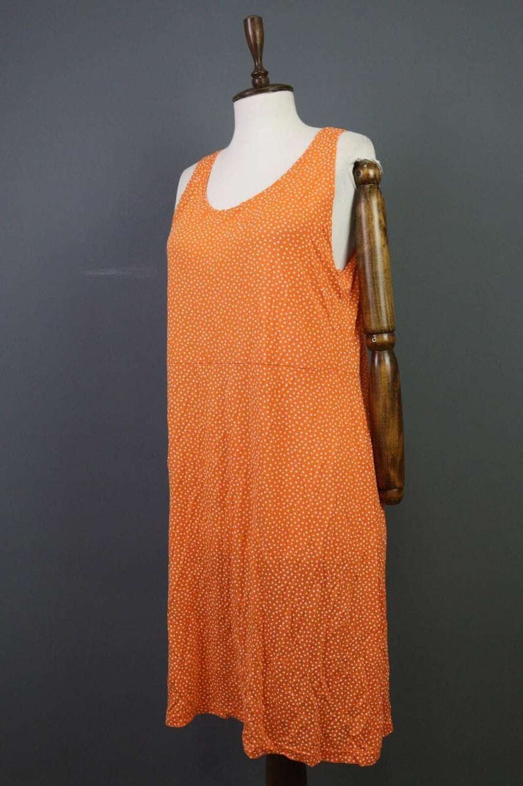 GUDRUN SJODEN Orange Dotted Oversized Sleeveless A-Line Shirt Dress – Size L