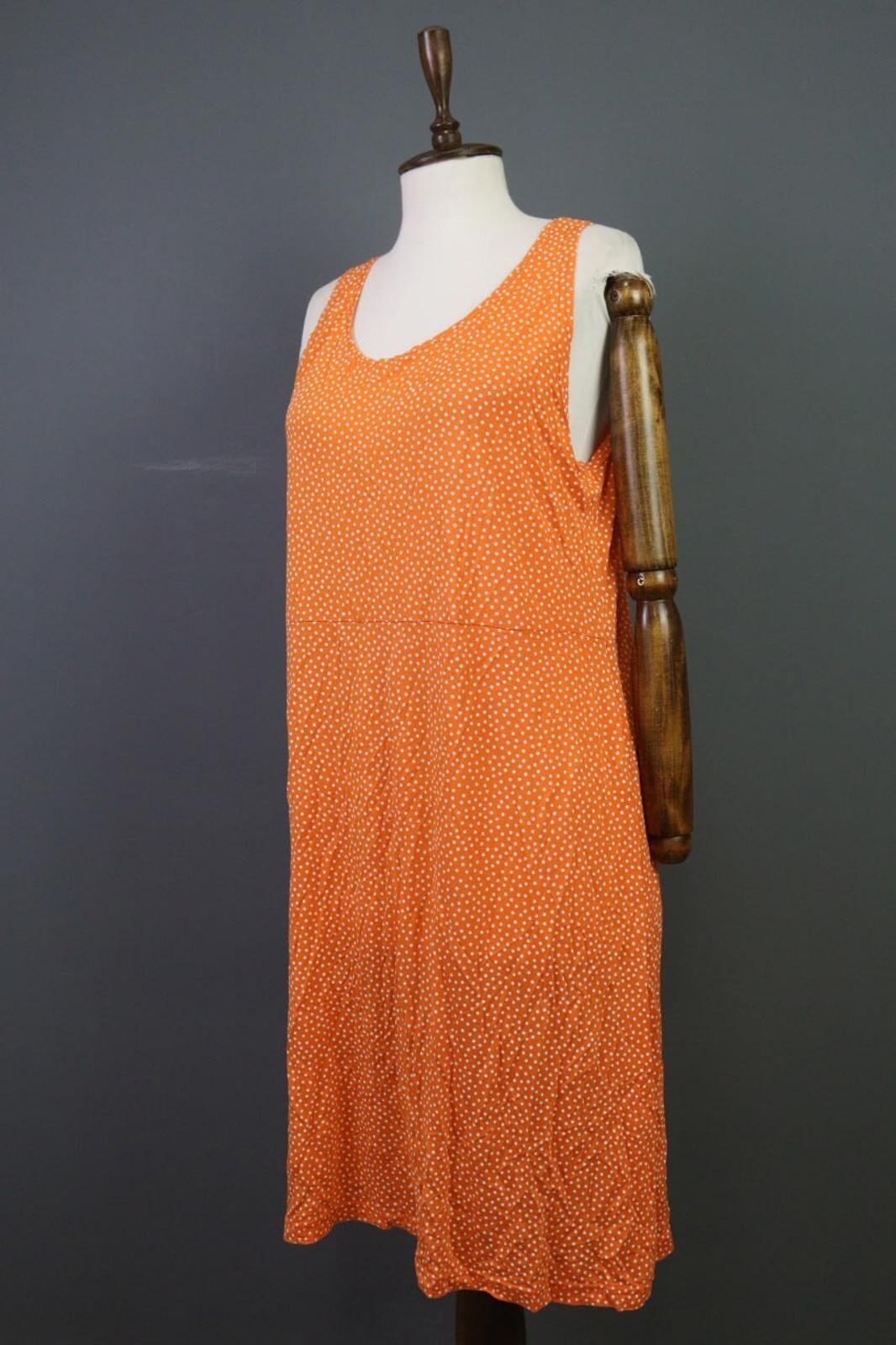 GUDRUN SJODEN Orange Dotted Oversized Sleeveless A-Line Shirt Dress – Size L