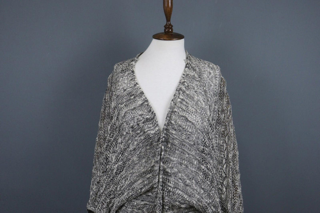 TRANSIT PAR SUCH Black White Deep V-Neck Open Front Long Cardigan – Size 2
