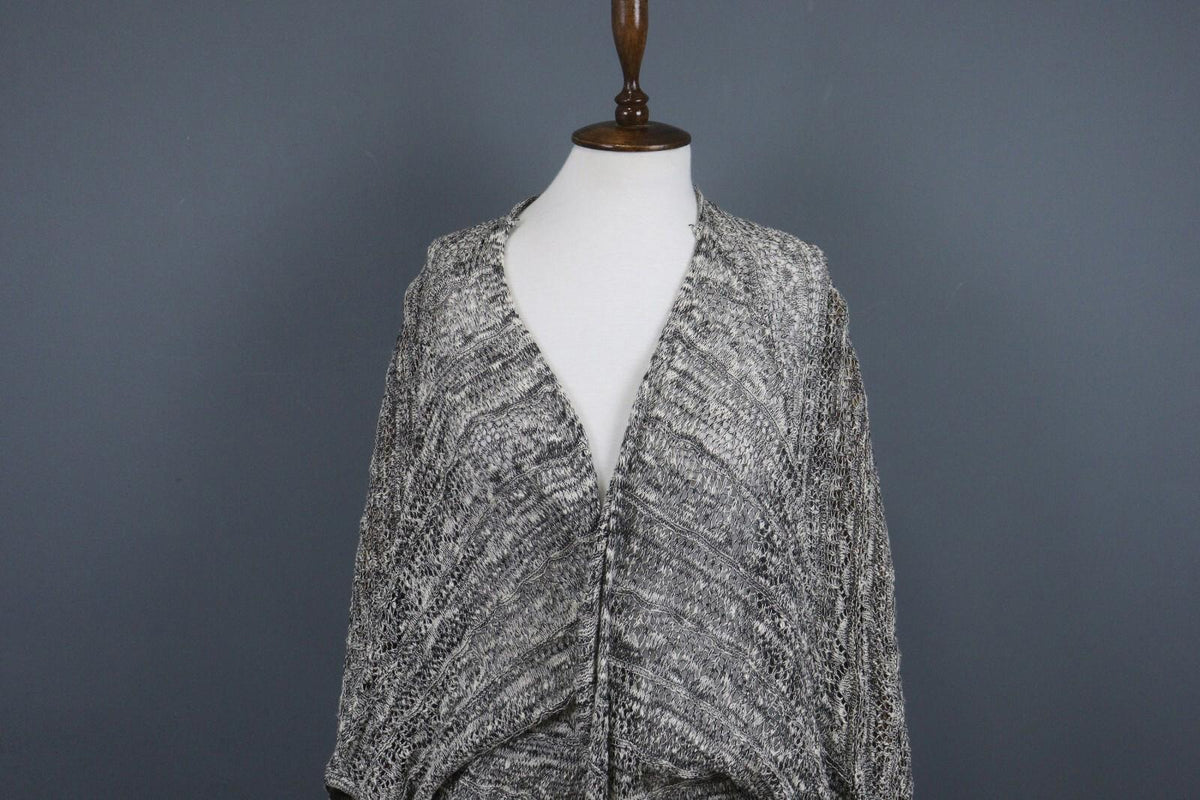 TRANSIT PAR SUCH Black White Deep V-Neck Open Front Long Cardigan – Size 2
