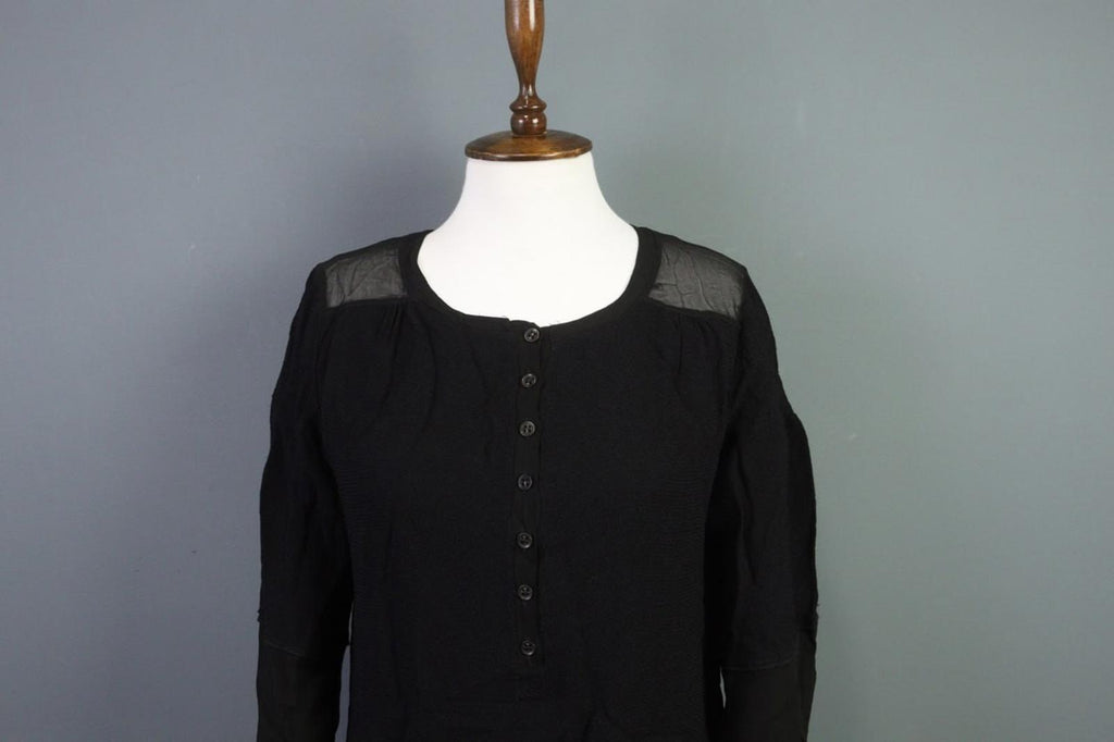 TRANSIT PAR-SUCH Black Viscose Long Sleeve Button Front Shirt Dress – Size 4