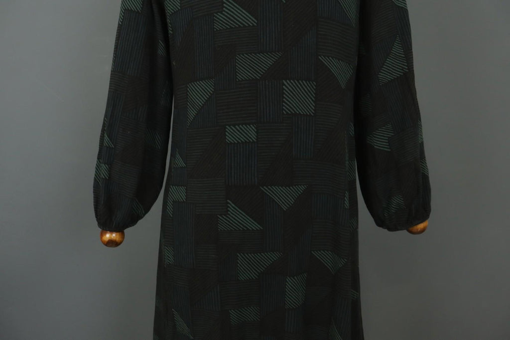 GUDRUN SJODEN Multi Geometric Balloon Sleeve Round Neck Shift Dress – Size S
