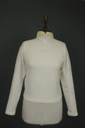 MARITHE FRANCOIS GIRBAUD White Knitted Slim Fit Mock Neck 1/4 Zip Sweater Sz 38