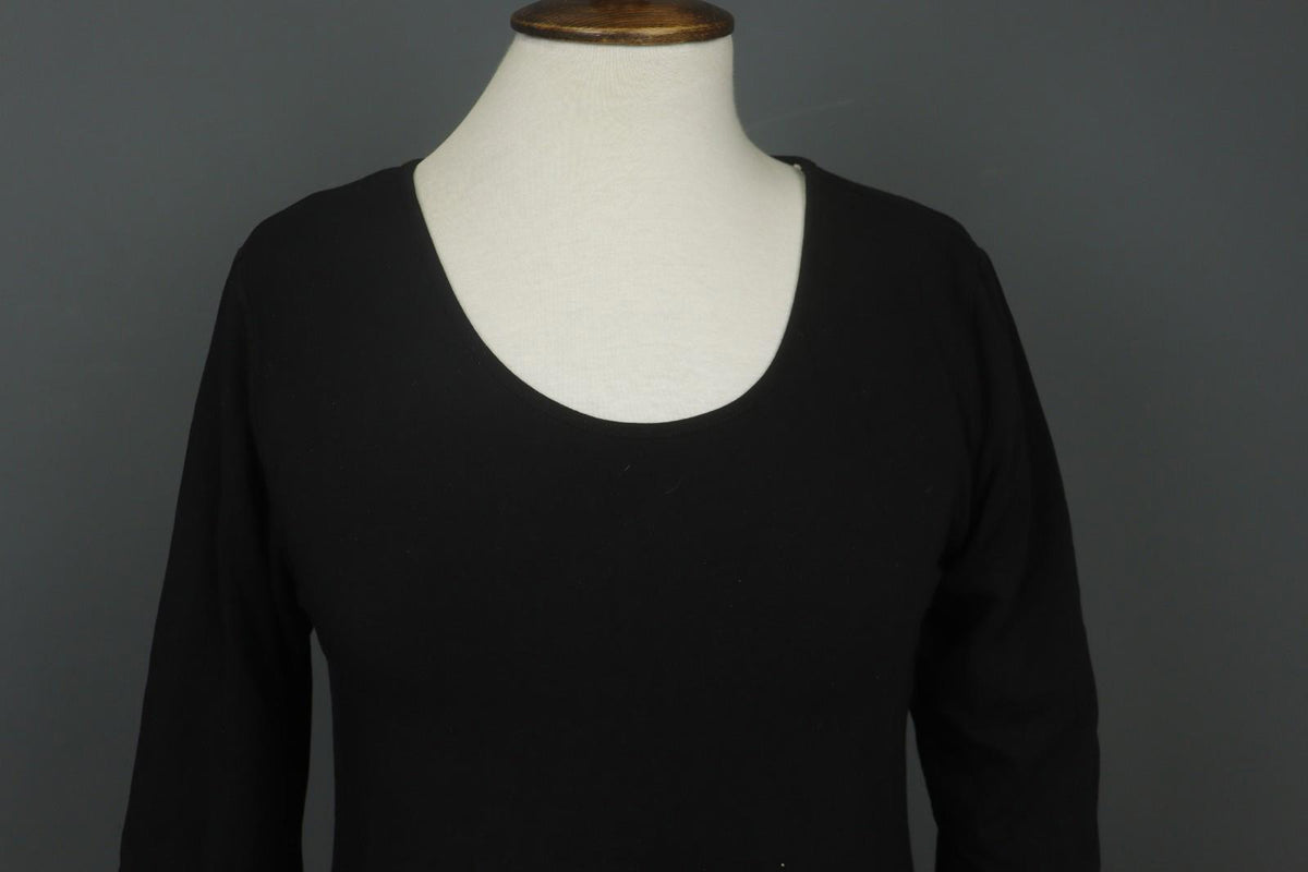GUDRUN SJODEN Black Cotton Long Sleeve Round Neck Pullover Shift Dress – Size M
