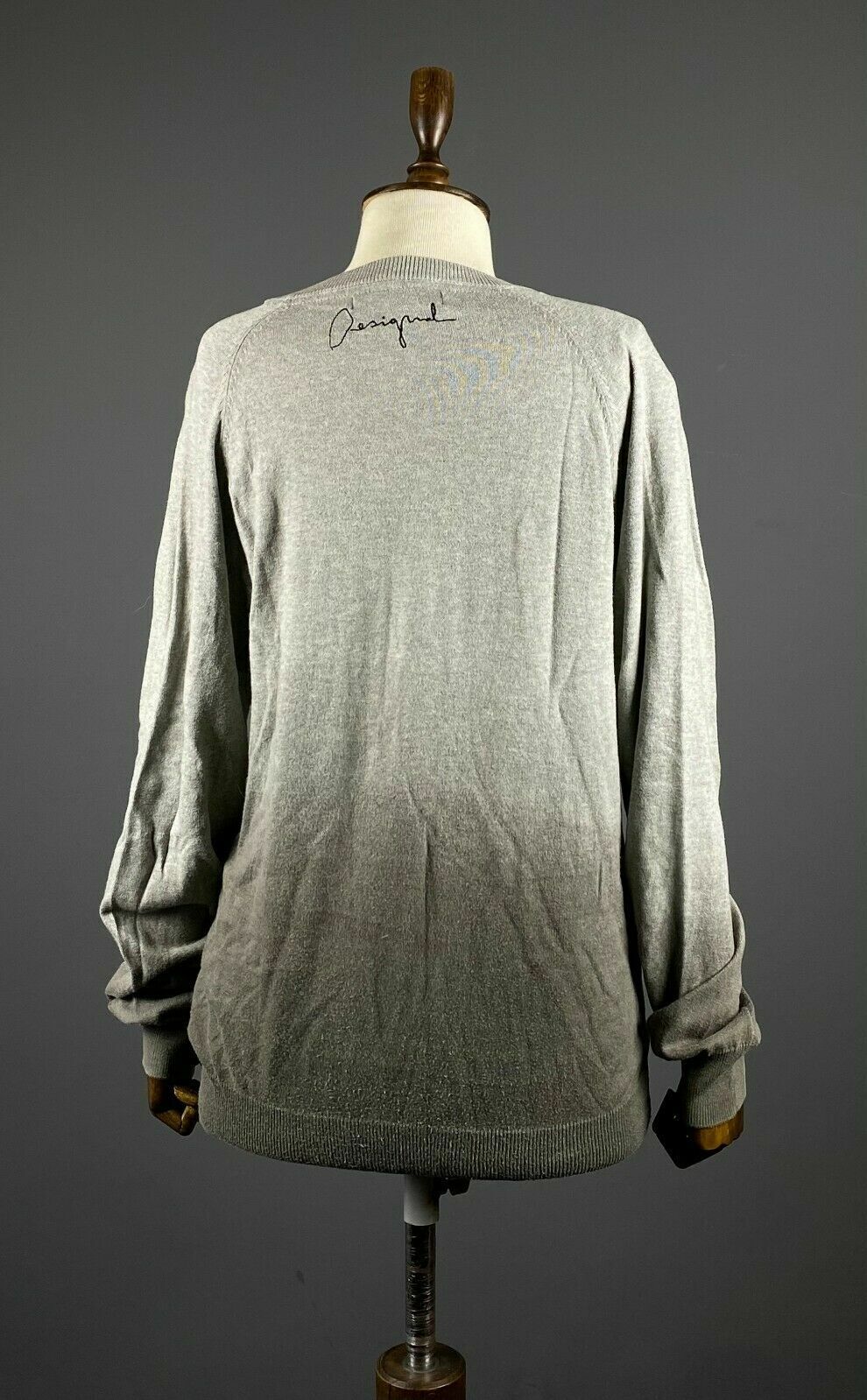 Desigual Why Grey Crew Neck Cotton Jumper Sweater – Women's L