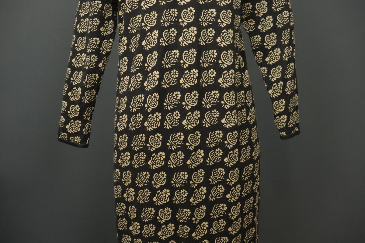 MARIMEKKO Black Ivory Floral Knit Long Sleeve Round Neck Sweater Dress – Size S