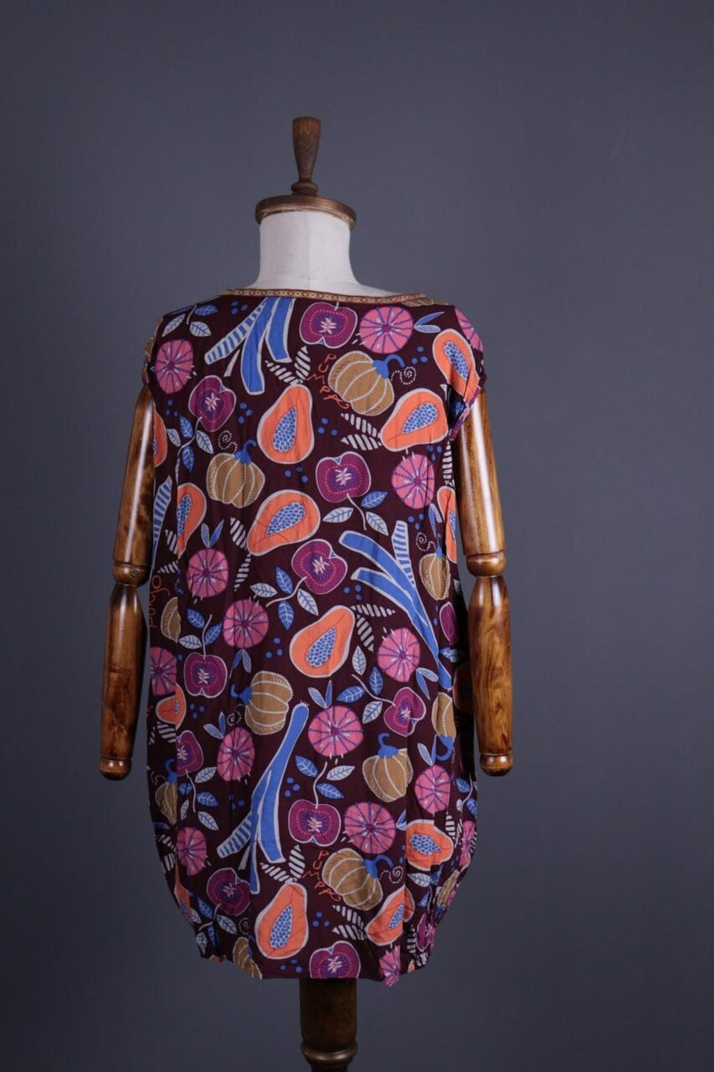 GUDRUN SJODEN Multicolor Fruits Print Sleeveless Blouson Dress – Size M