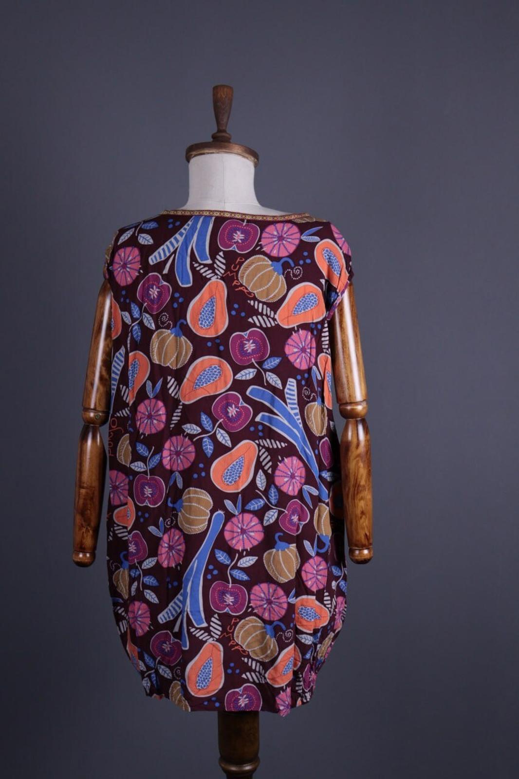 GUDRUN SJODEN Multicolor Fruits Print Sleeveless Blouson Dress – Size M