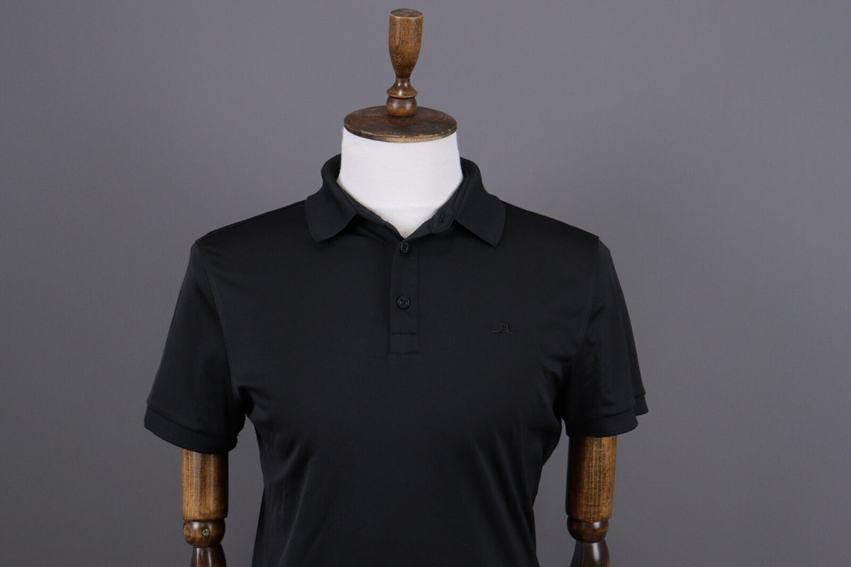 J.Lindeberg Regular Fit Sport Golf Black Short Sleeve Polo Shirt – Size M