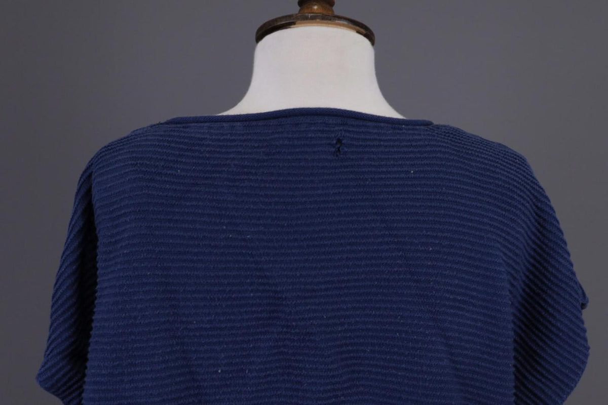 GUDRUN SJODEN Blouse Top Blue Striped Round Neck Short Sleeve Pullover M/L