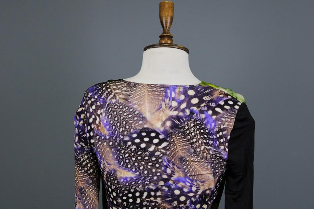 ETRO Multicolor Printed Lined Wrapped V-Neck Long Sleeve Bodycon Dress – Size 42